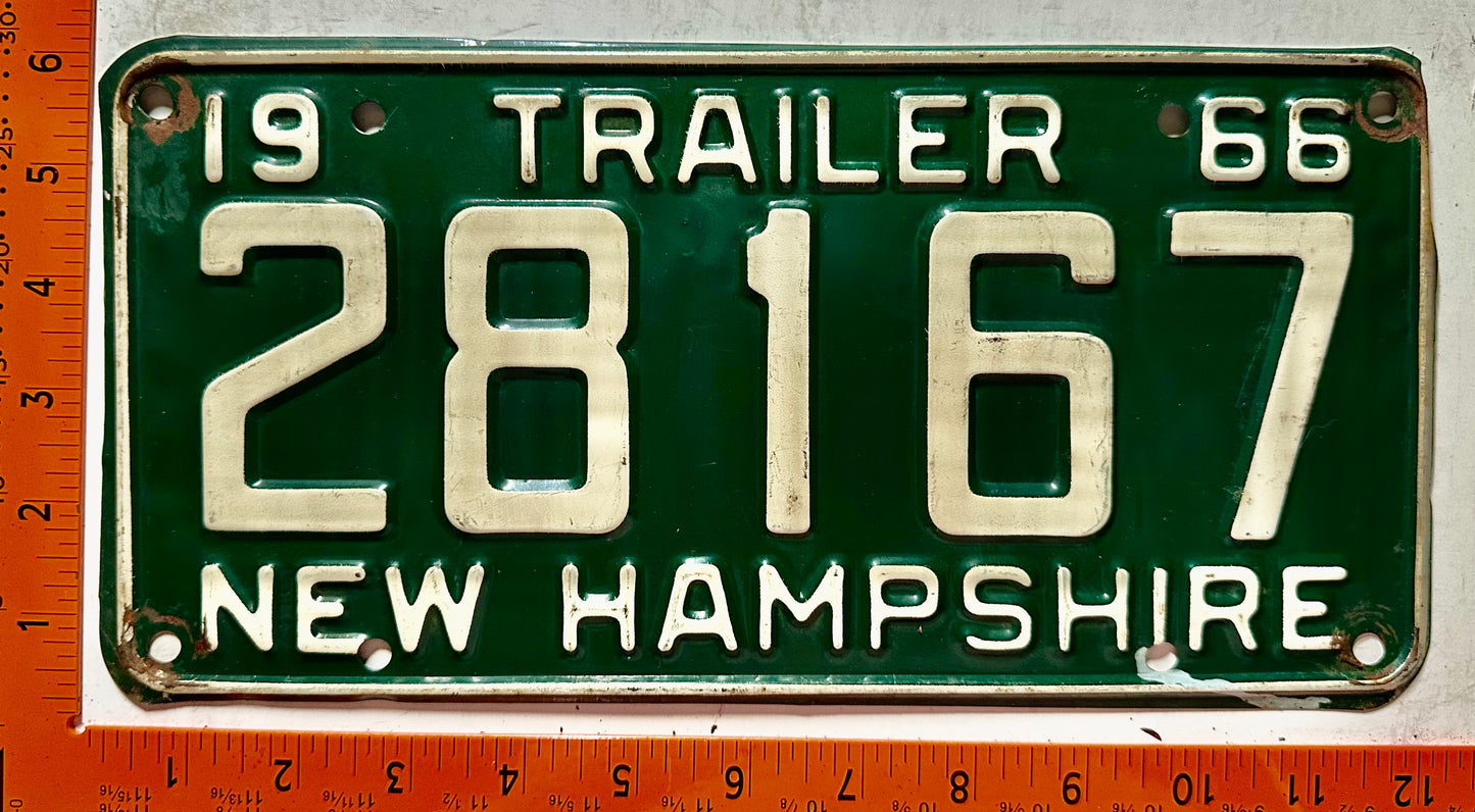 1966 New Hampshire #28167 Trailer License Plate