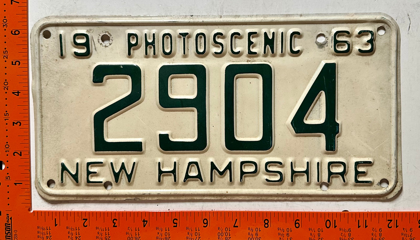 1963 New Hampshire #2904 Passenger License Plate