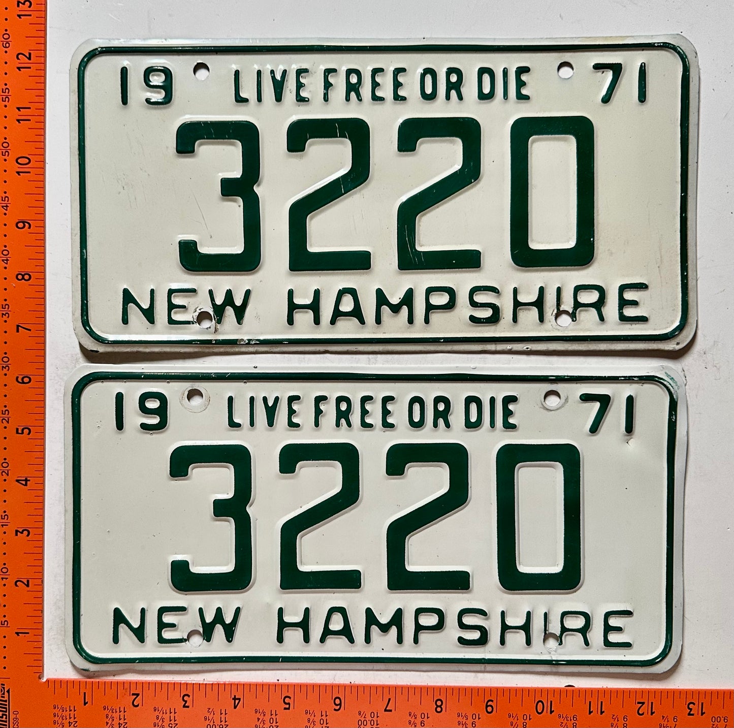 1971 New Hampshire #3220 Passenger License Plate (Pair)