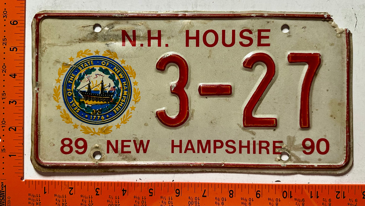 1989/1990 New Hampshire #3-27 Legislature License Plate
