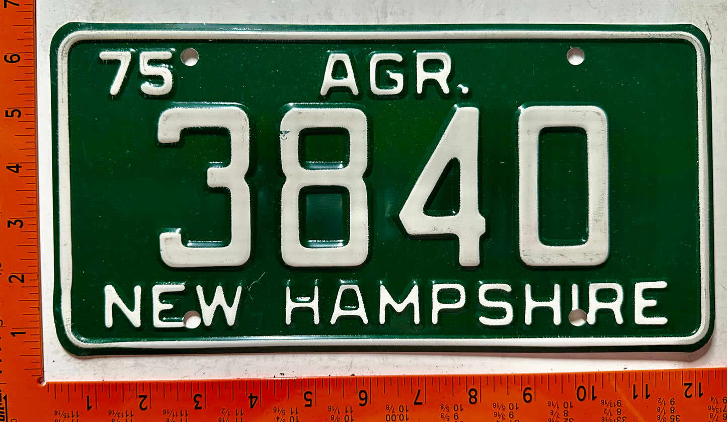 1975 New Hampshire #3840 Agriculture License Plate