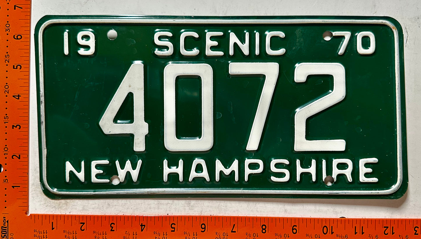 1970 New Hampshire #4072 Passenger License Plate