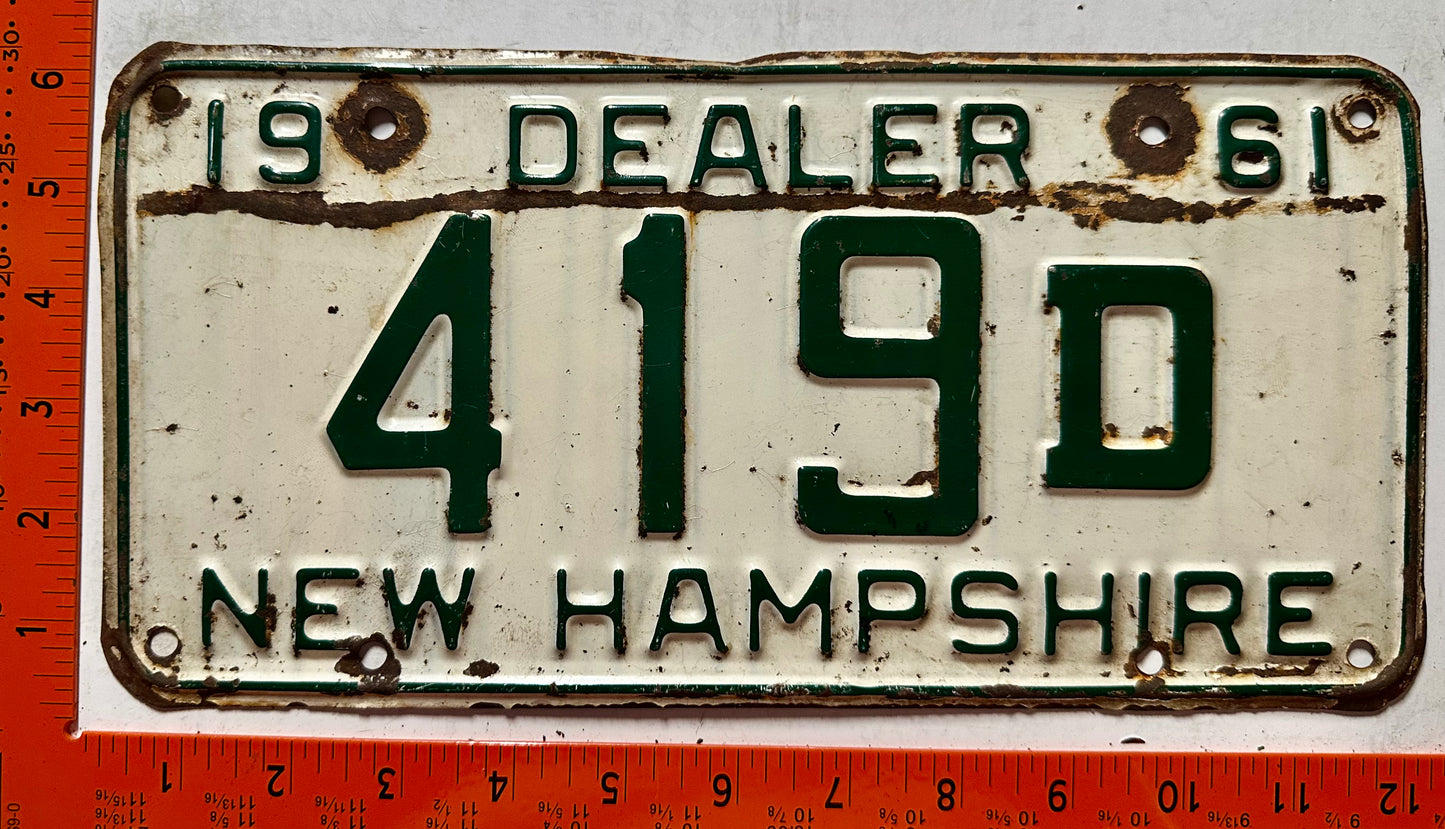 1961 New Hampshire #419D Dealer License Plate