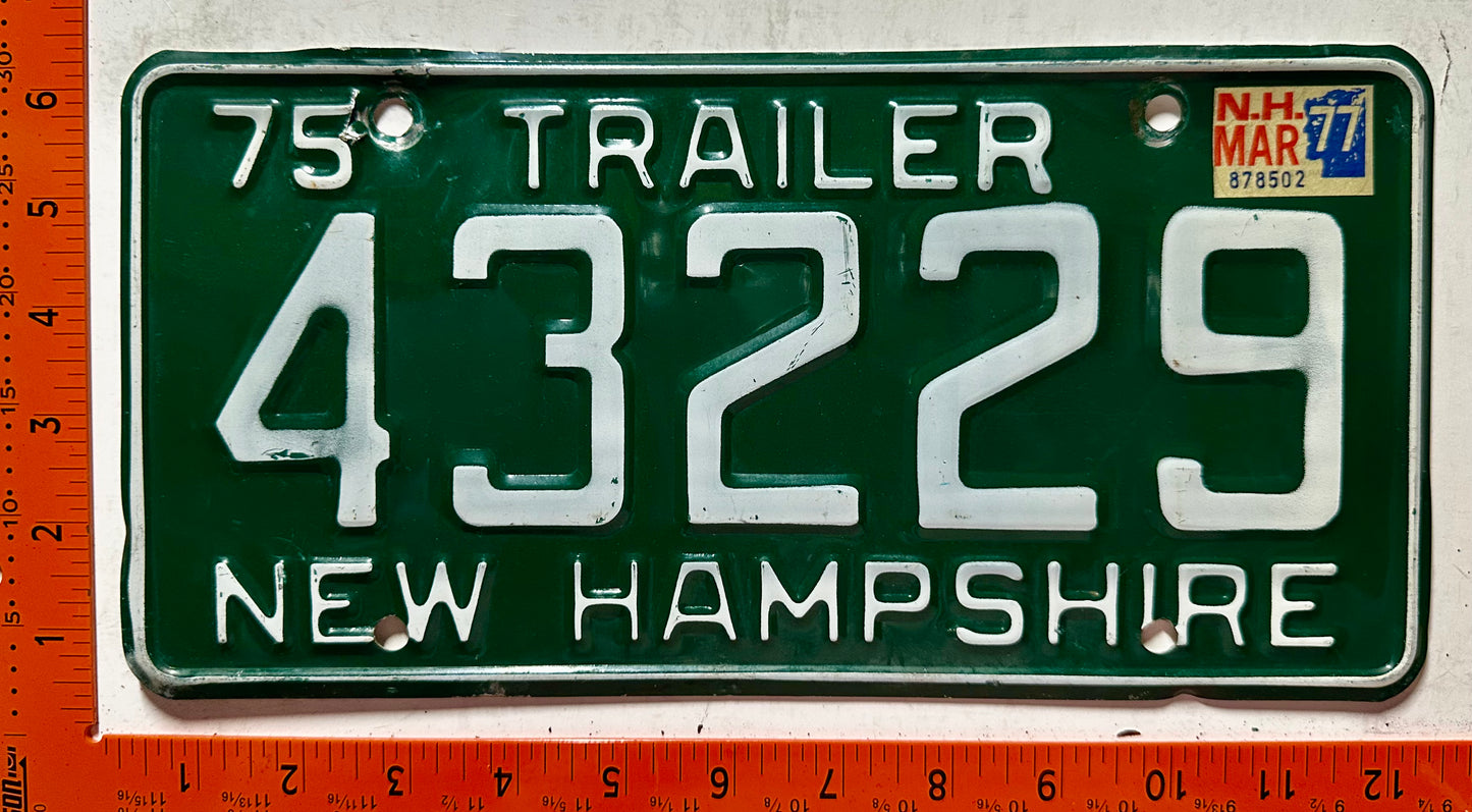 1977 New Hampshire #43229 Trailer License Plate