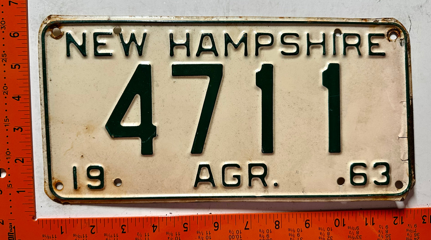 1963 New Hampshire #4711 Agriculture License Plate