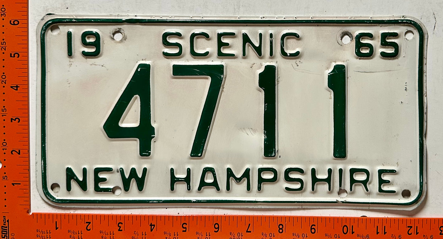1965 New Hampshire #4711 Passenger License Plate