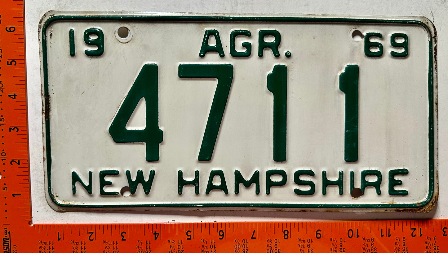 1969 New Hampshire #4711 Agriculture License Plate