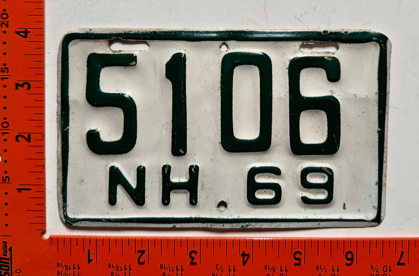 1969 New Hampshire #5106 Motorcycle License Plate
