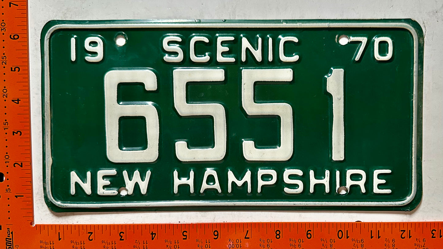 1970 New Hampshire #6551 Passenger License Plate