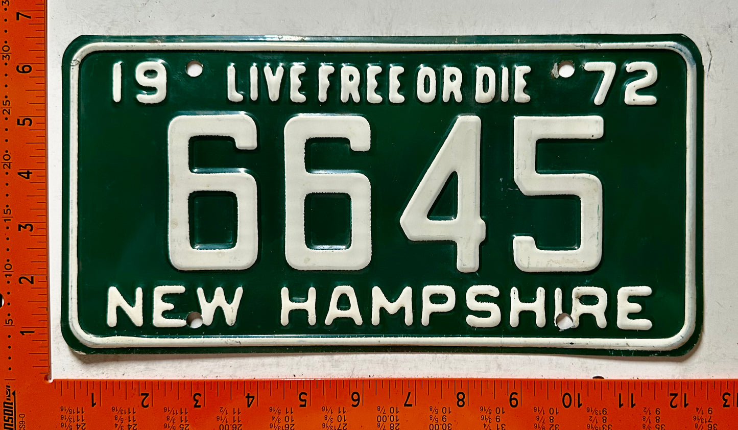 1972 New Hampshire #6645 Passenger License Plate