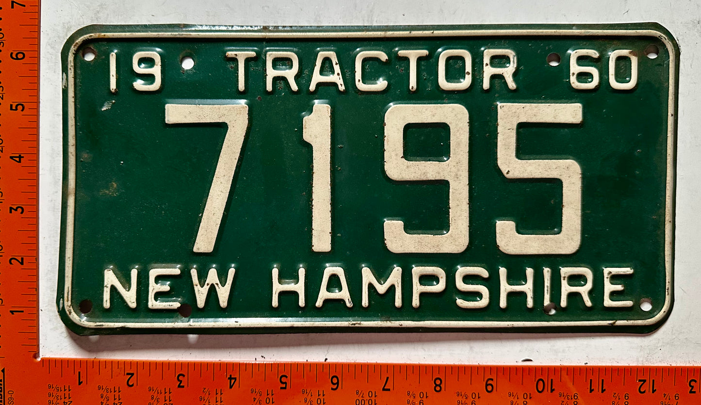 1960 New Hampshire #7195 Tractor License Plate