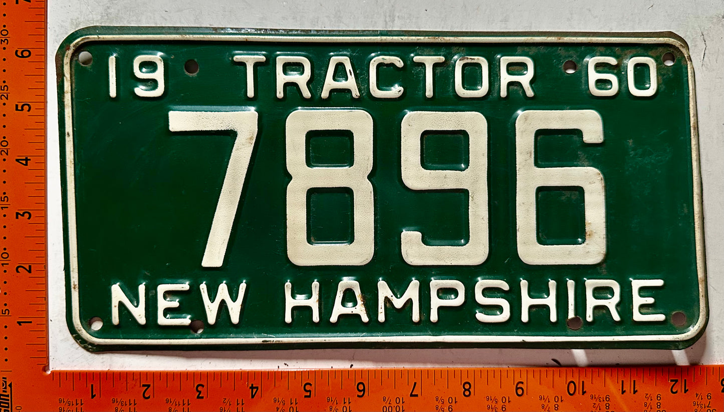 1960 New Hampshire #7896 Tractor License Plate