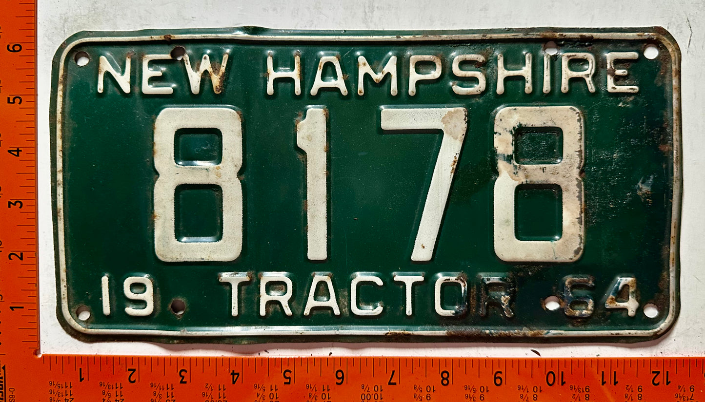 1964 New Hampshire #8178 Tractor License Plate