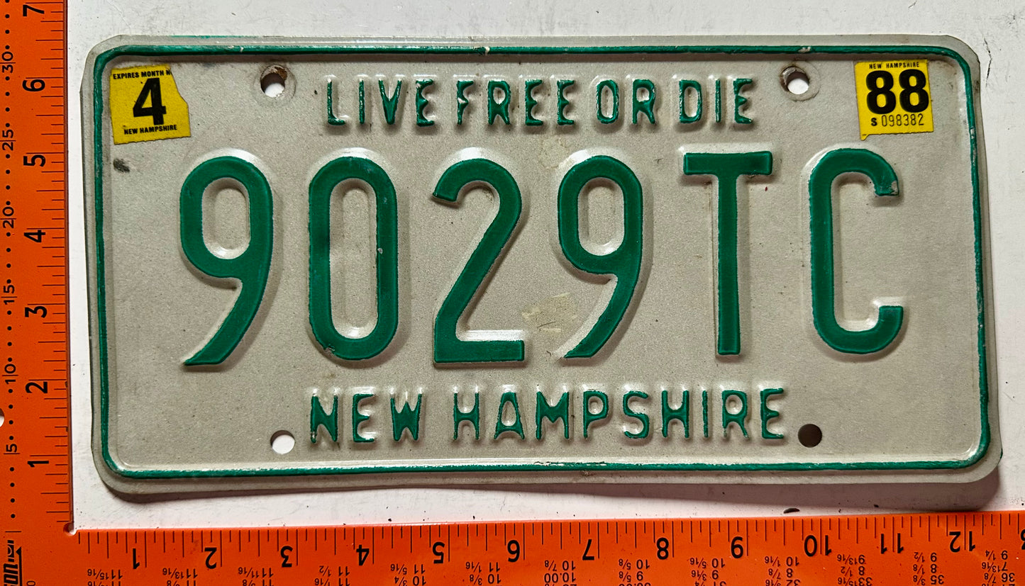 1988 New Hampshire #9029TC Trailer License Plate