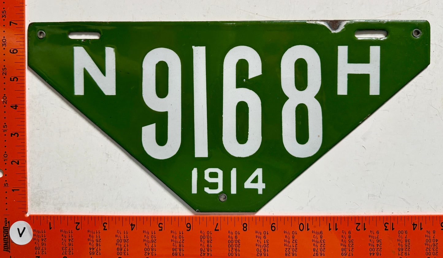 1914 New Hampshire #9168 Non-Resident License Plate (Porcelain)