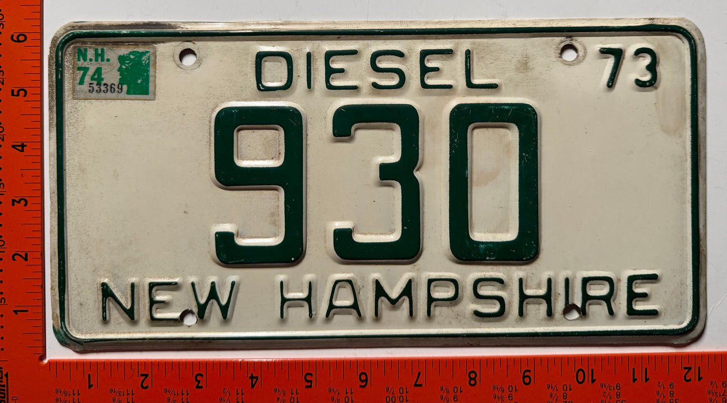 1974 New Hampshire #930 Diesel License Plate