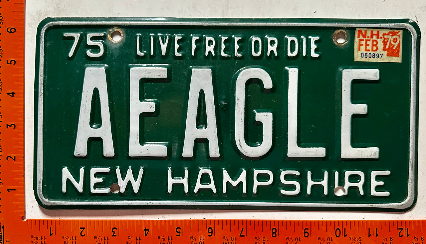 1979 New Hampshire #AEAGLE Passenger Vanity License Plate