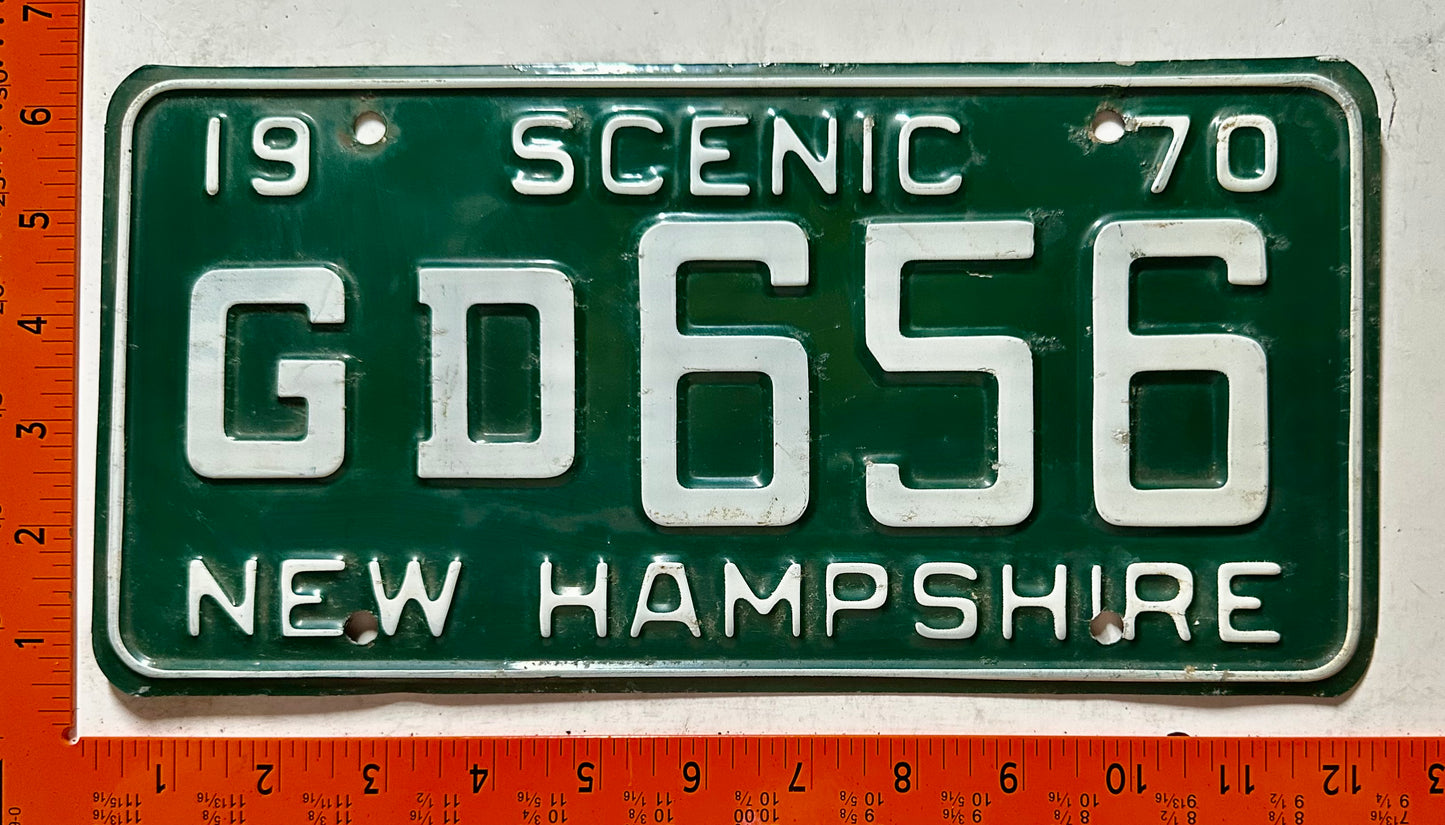 1970 New Hampshire #GD656 Passenger License Plate