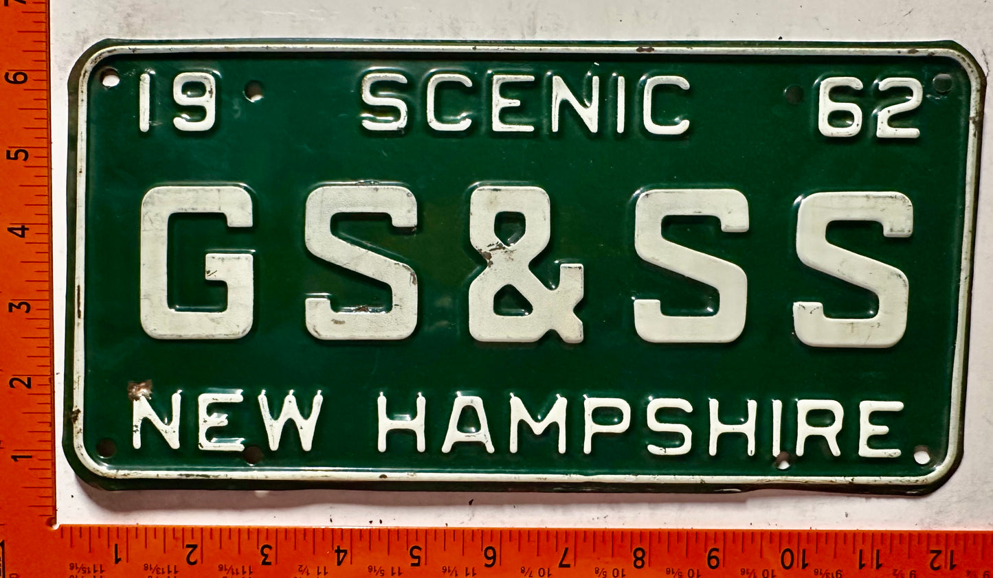 1962 New Hampshire #GS&SS Passenger Vanity License Plate