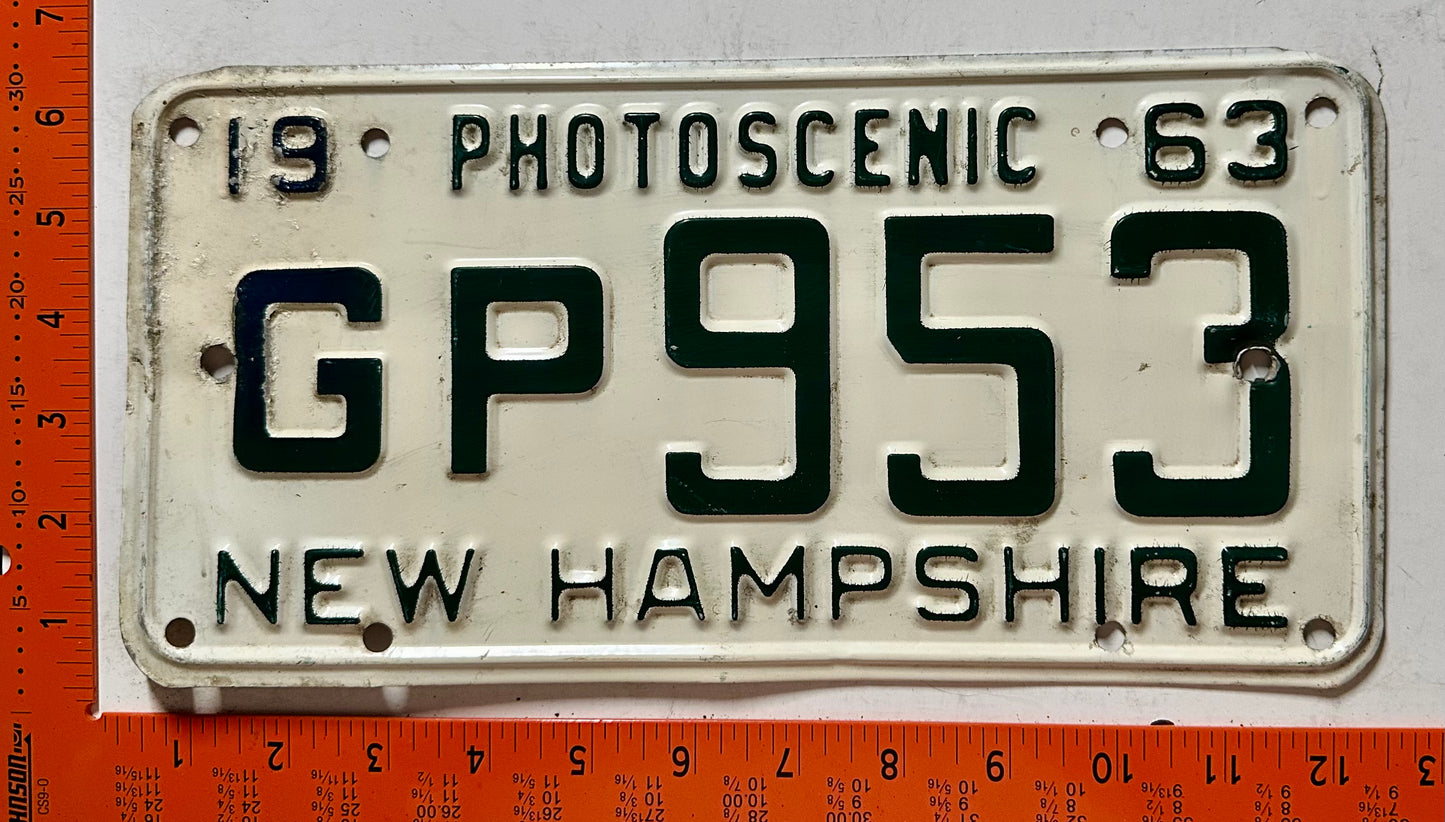 1963 New Hampshire #GP953 Passenger License Plate