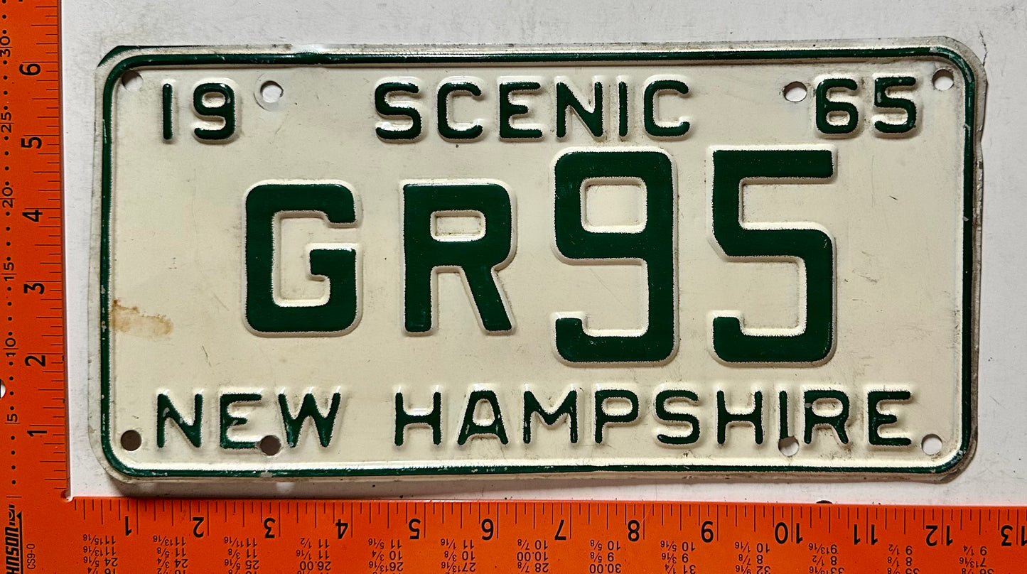 1965 New Hampshire #GR95 Passenger License Plate