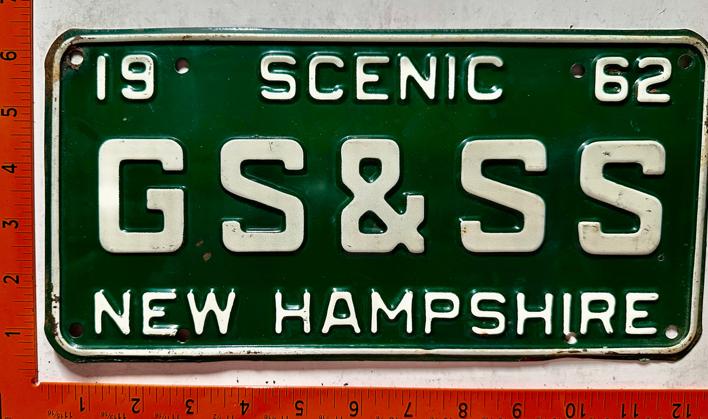 1962 New Hampshire #GS&SS Passenger Vanity License Plate