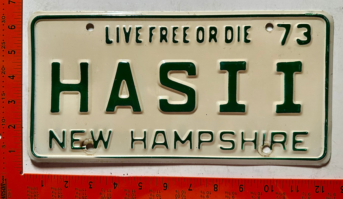 1973 New Hampshire #HASII Passenger Vanity License Plate