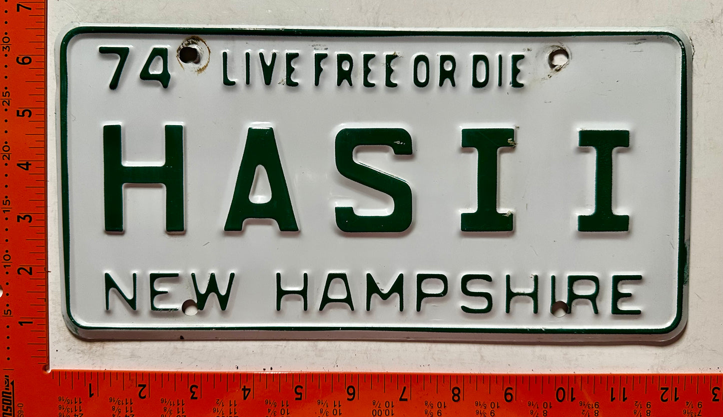 1974 New Hampshire #HASII Passenger Vanity License Plate