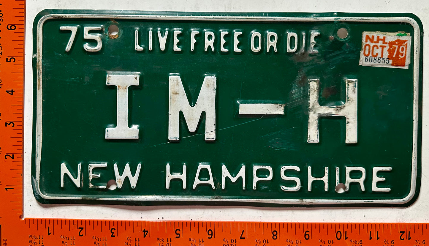 1979 New Hampshire #IM-H Passenger Vanity License Plate