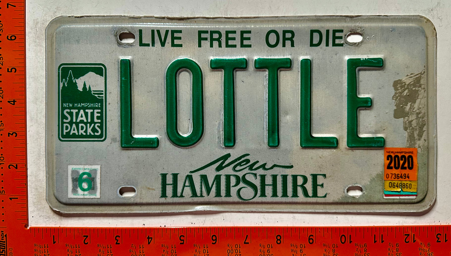 2020 New Hampshire #LOTTLE State Parks Vanity License Plate