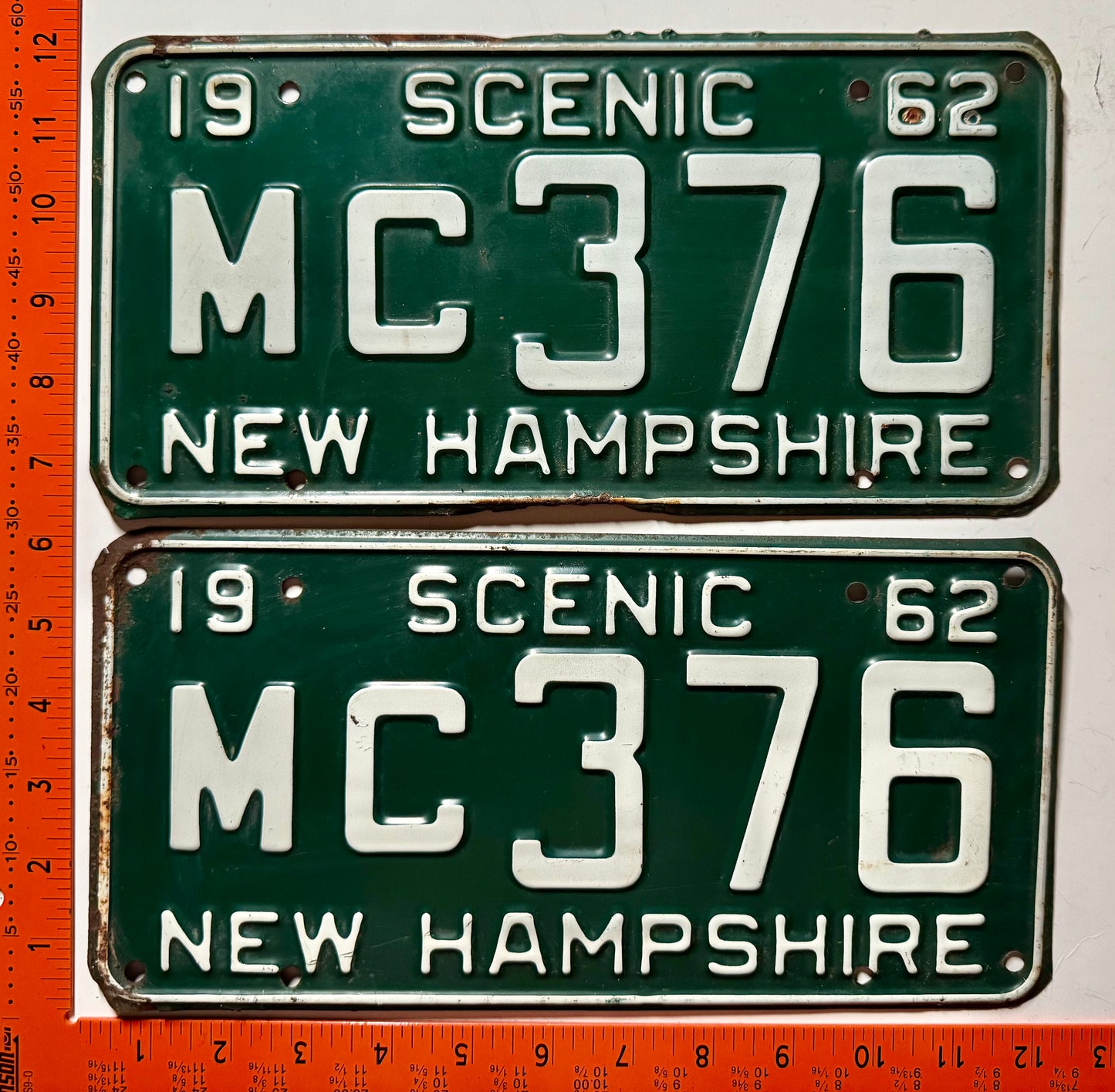1962 New Hampshire #MC376 Passenger License Plate (Pair)