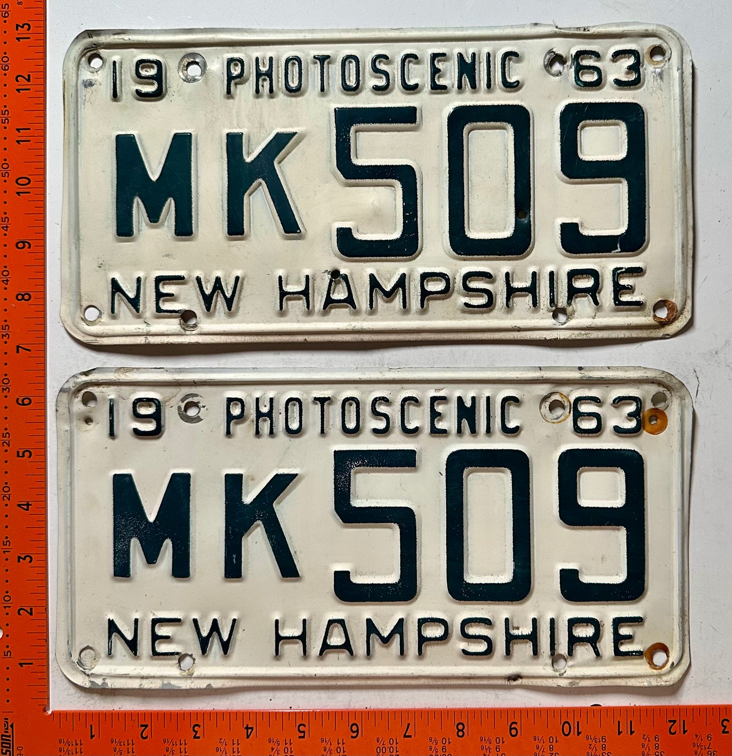 1963 New Hampshire #MK509 Passenger License Plate (Pair)