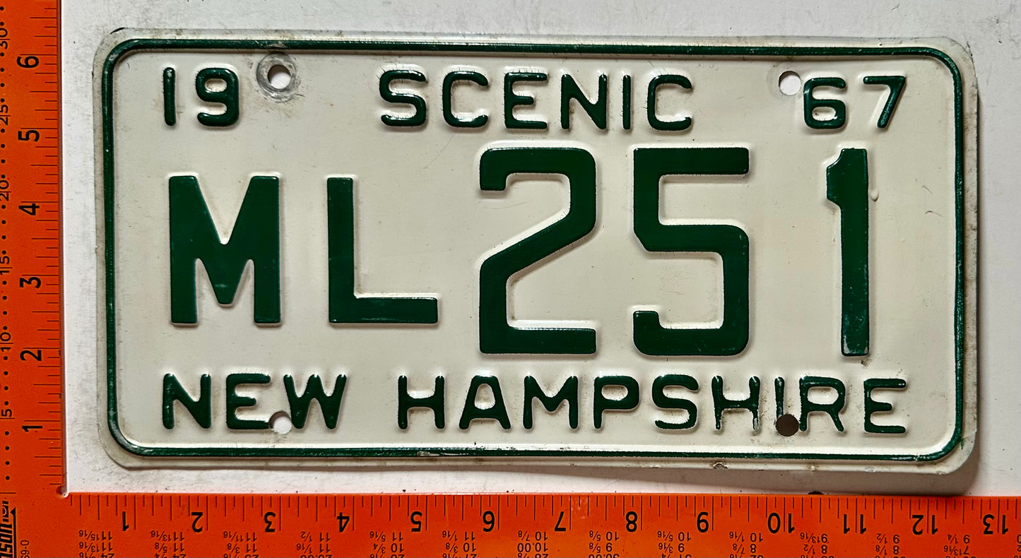 1967 New Hampshire #ML251 Passenger License Plate