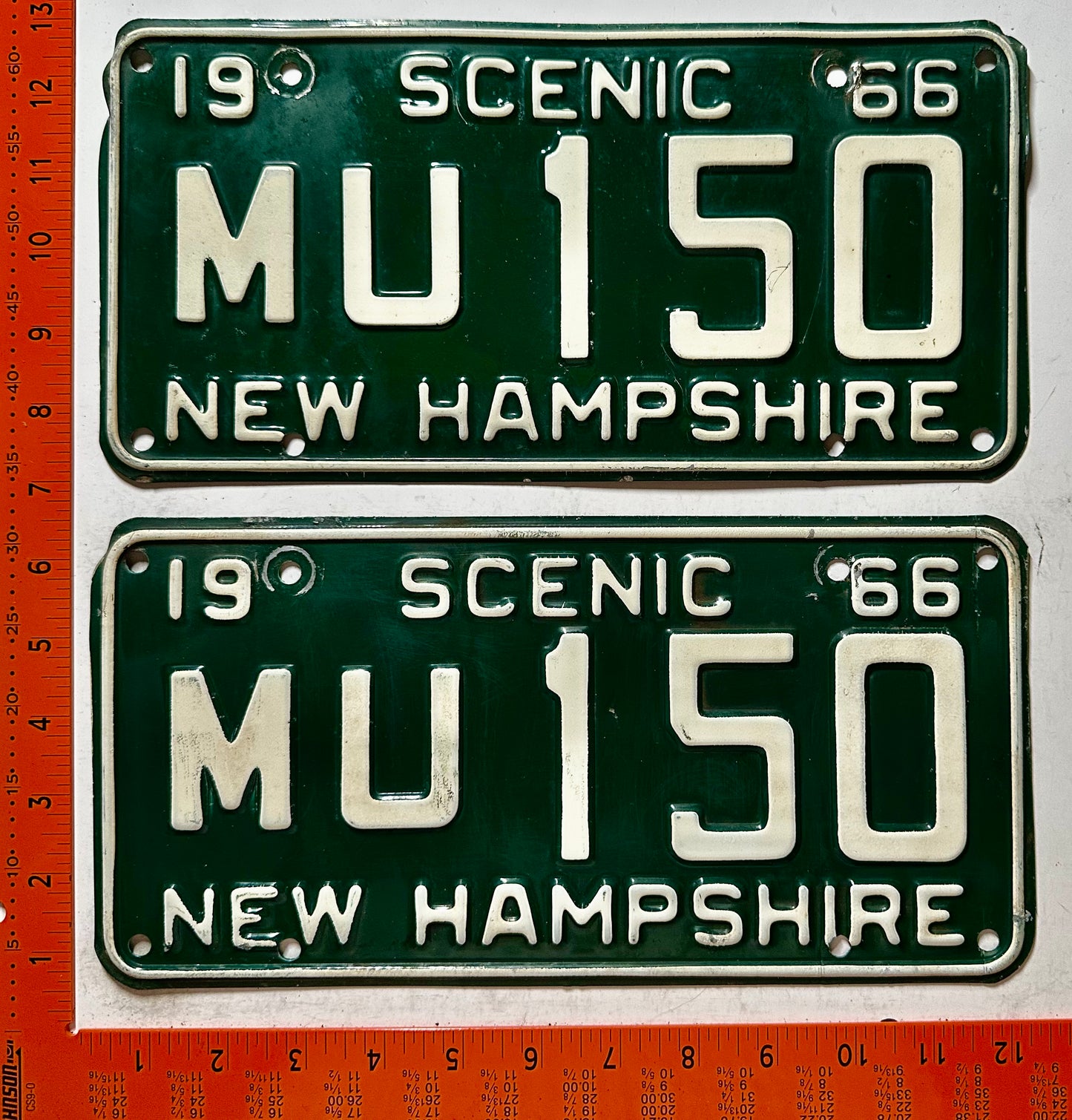 1966 New Hampshire #MU150 Passenger License Plate (Pair)