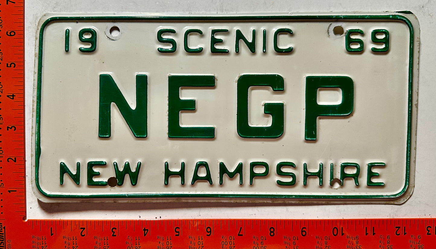 1969 New Hampshire #NEGP Passenger Vanity License Plate