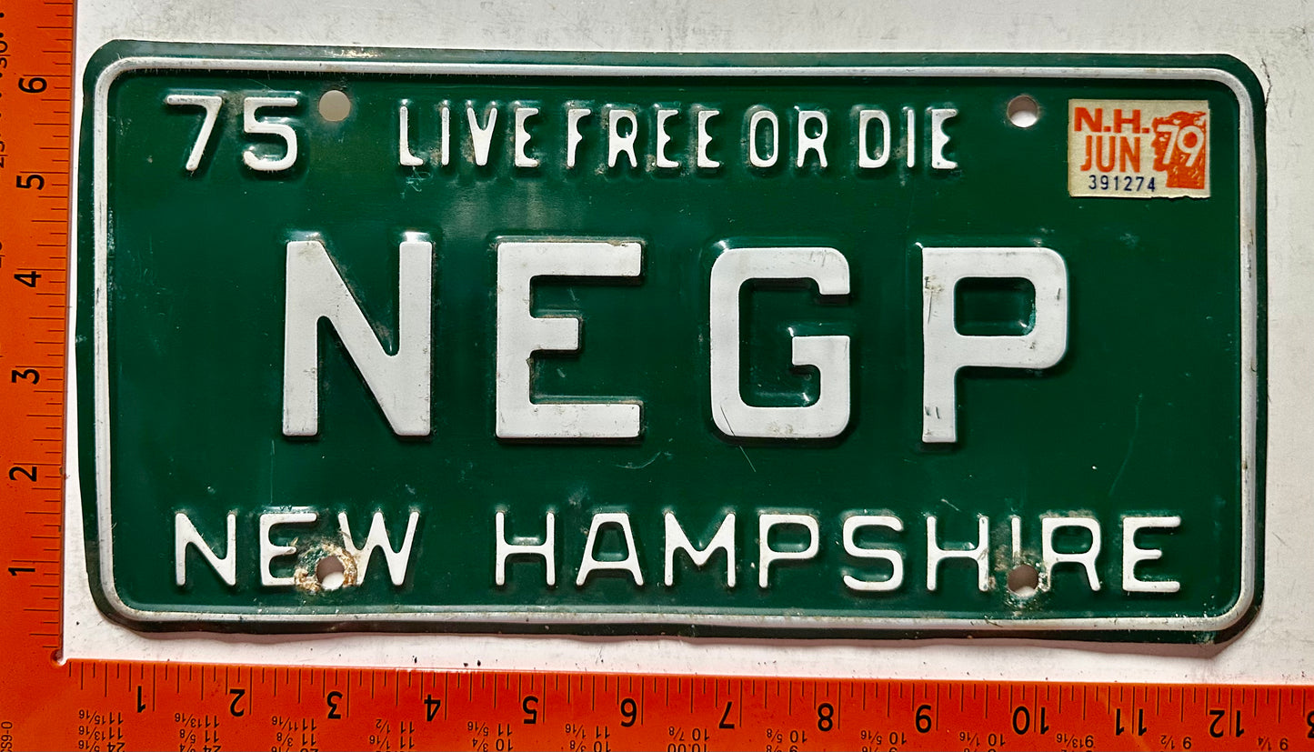 1979 New Hampshire #NEGP Passenger Vanity License Plate