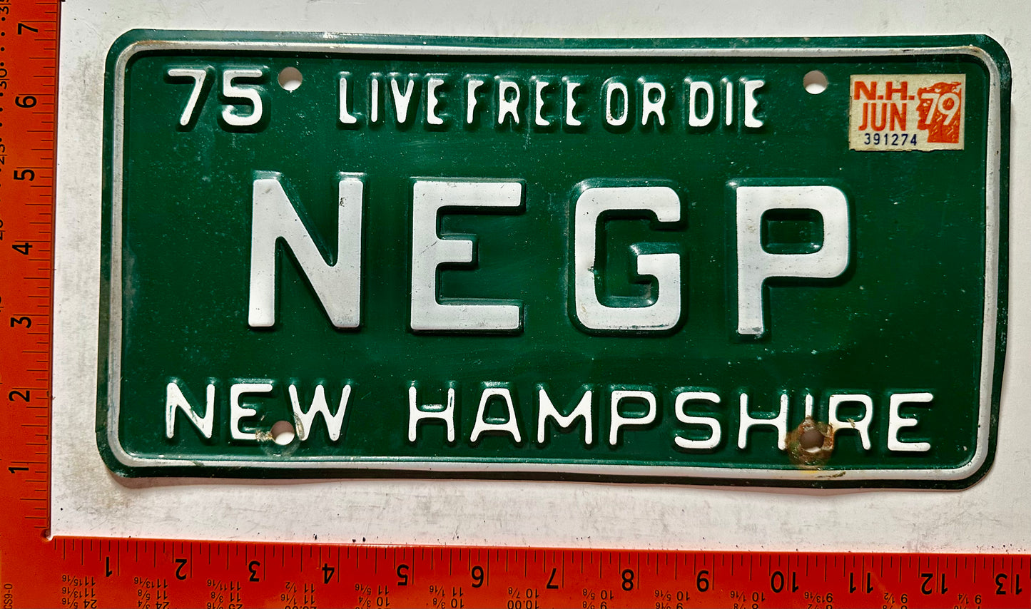 1979 New Hampshire #NEGP Passenger Vanity License Plate