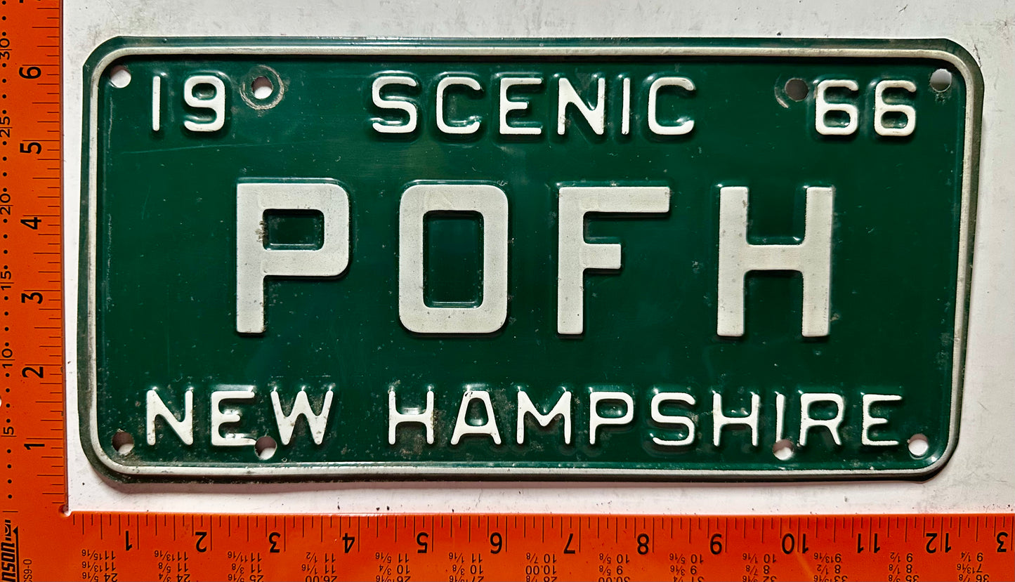 1966 New Hampshire #POFH Passenger Vanity License Plate