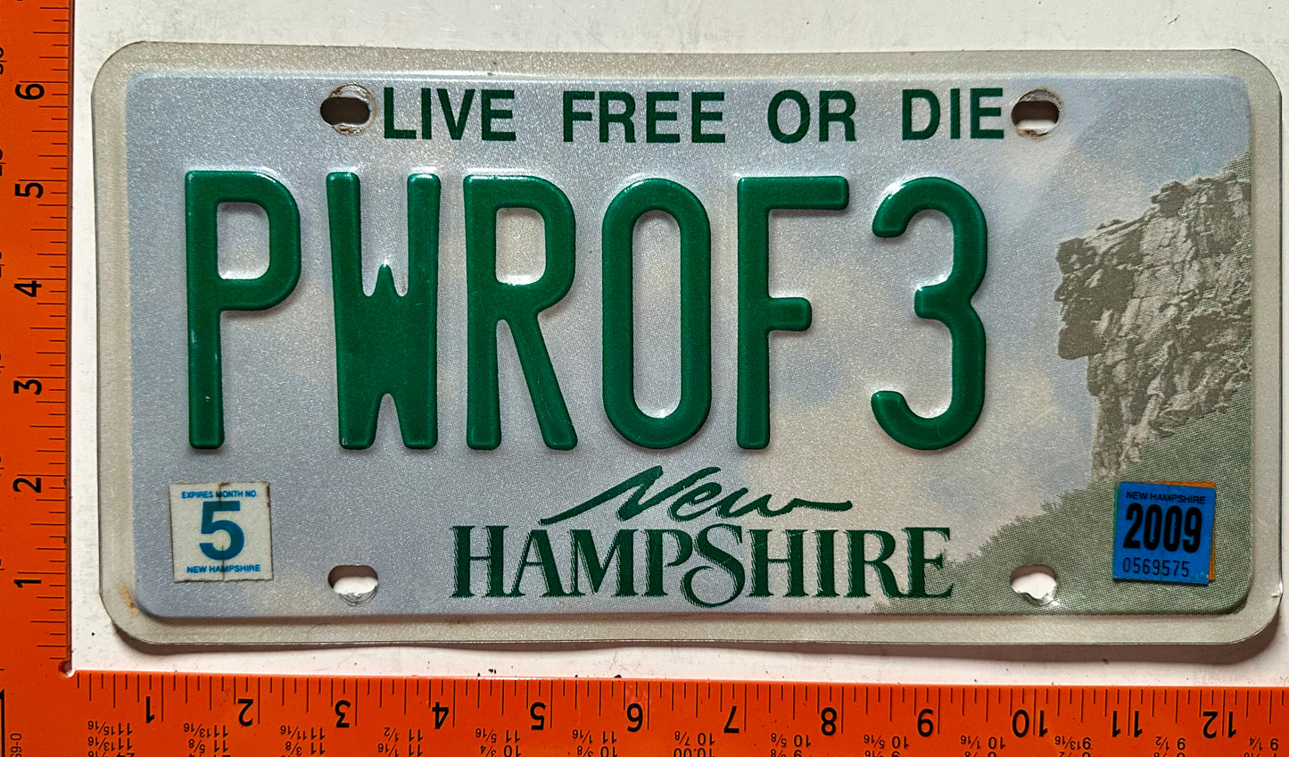 2009 New Hampshire #PWROF3 Passenger Vanity License Plate