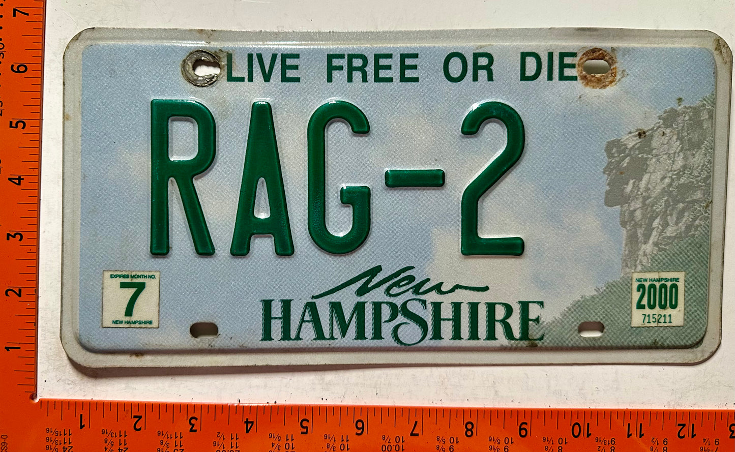 2000 New Hampshire #RAG-2 Passenger Vanity License Plate