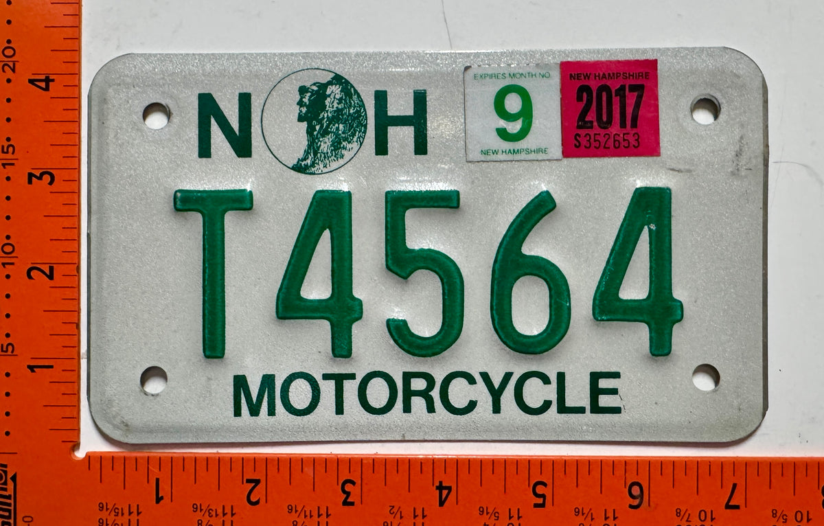 2017 New Hampshire #T4564 Motorcycle License Plate