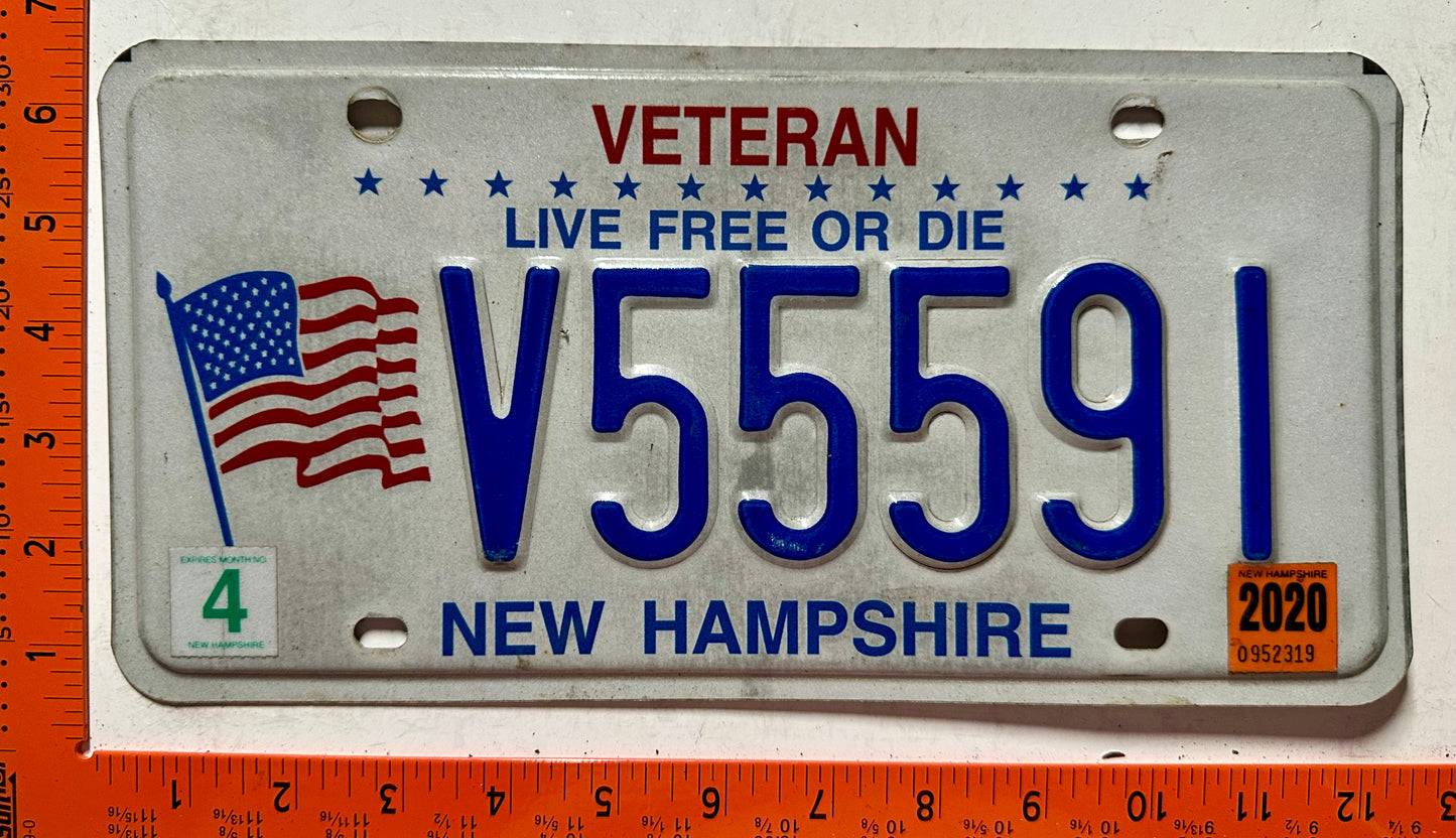 2020 New Hampshire #V55591 Veteran License Plate