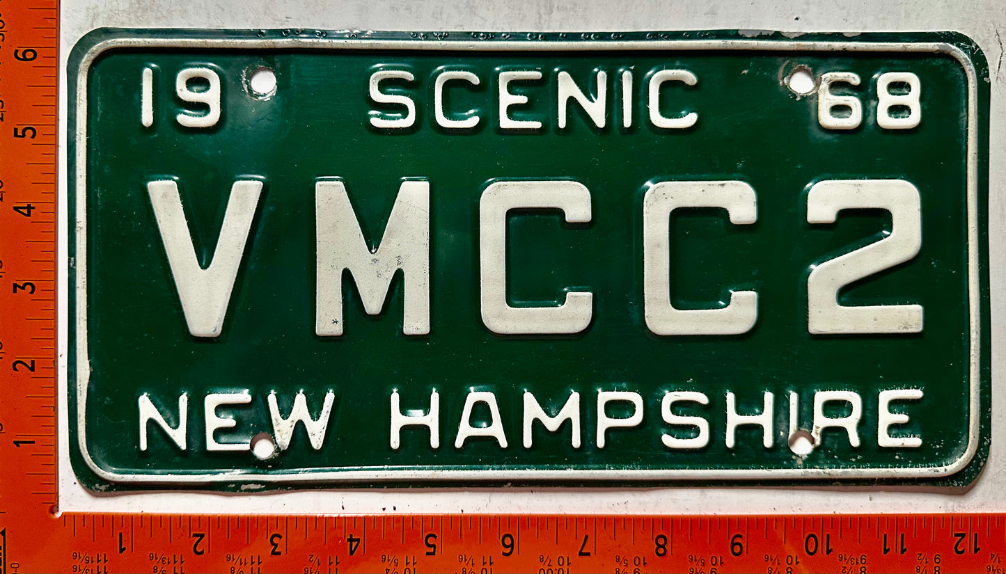 1968 New Hampshire #VMCC2 Passenger Vanity License Plate