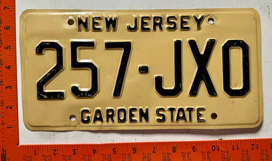 undated (1979) New Jersey #257-JXO Passenger License Plate