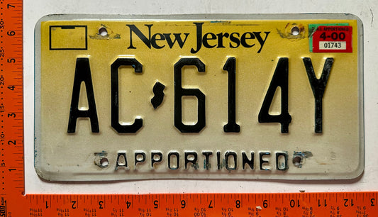2000 New Jersey #AC-614Y Apportioned License Plate