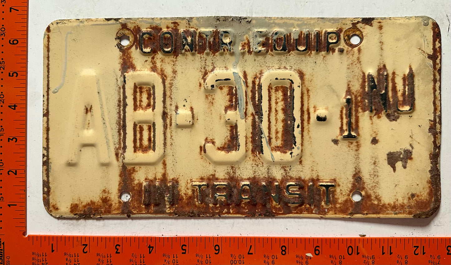 undated New Jersey #AB-30-1 Construction Equipment License Plate