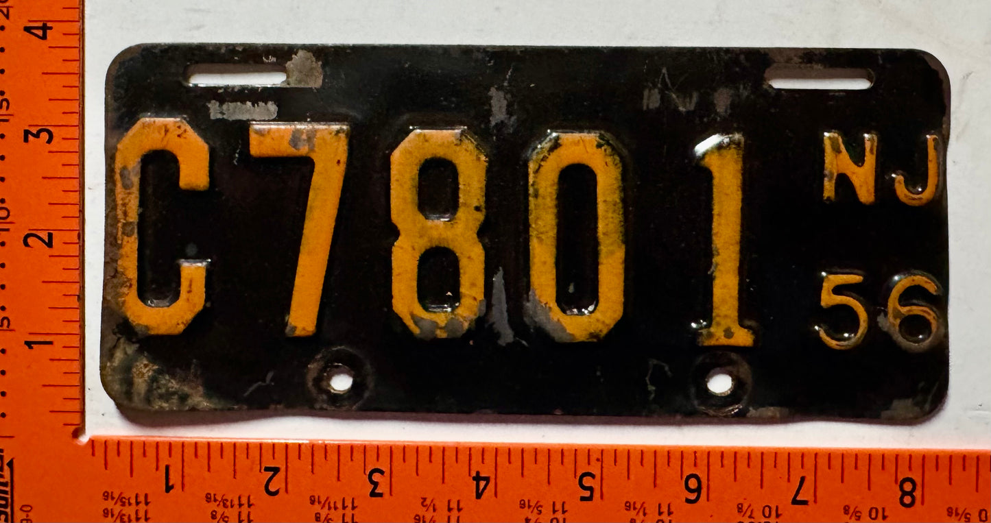 1956 New Jersey #C7801 Motorcycle License Plate