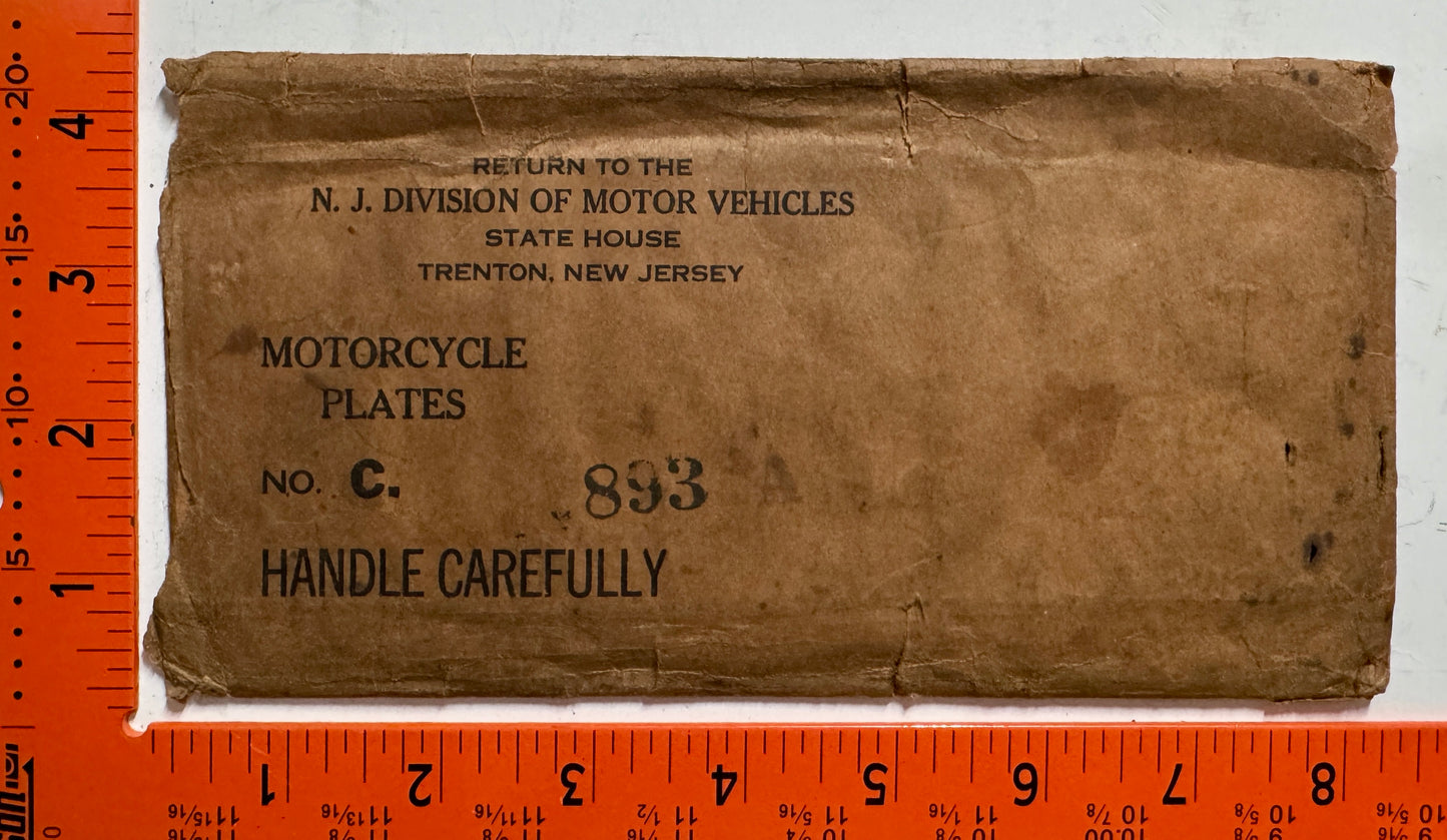 1955 New Jersey #C893A Motorcycle License Plate PAIR