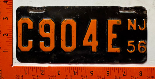 1956 New Jersey #C904E Motorcycle License Plate