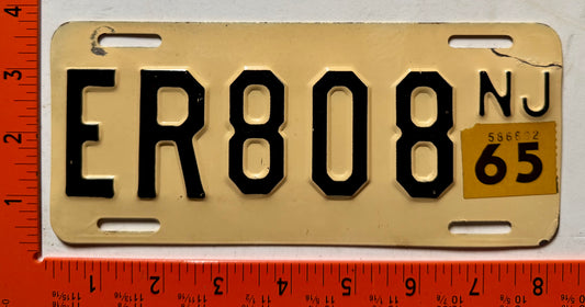 1965 New Jersey #ER808 Motorcycle License Plate